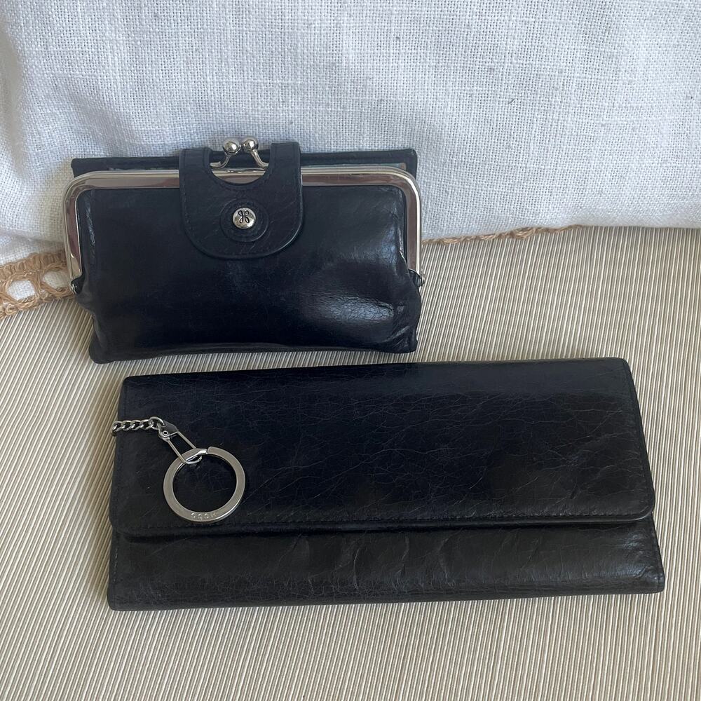 Y2K HOBO Alice Kisslock Wallet Set Black Leather | Clutch Organizer, Rare